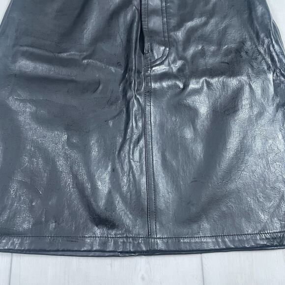 Helmut Lang Women's 2 Patent Lamb Leather Mini Skirt High Rise Button Fly - Picture 3 of 13